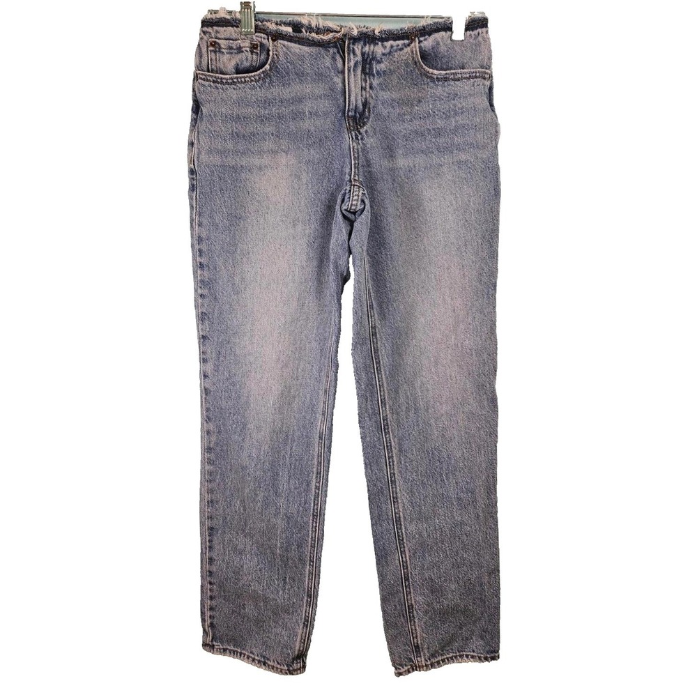PacSun‎ 90s Low Rise Jeans Light Wash Raw Waist Shadow Pocket Blue Women Size 25